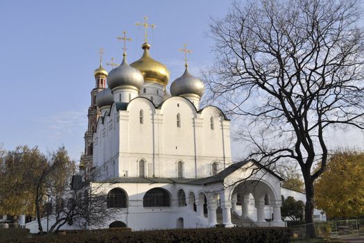 Cathedral of Our Lady of Smolensk (built 16th century) at the place of famous Novodevichy Convent in Moscow
