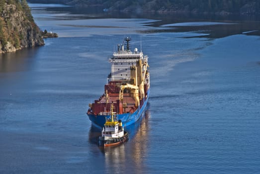 when it comes so large ships as bbc europe in ringdalsfjord they must have towing assistance to get out to the open sea and then comes little tug herbert of benefit