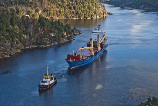 when it comes so large ships as bbc europe in ringdalsfjord they must have towing assistance to get out to the open sea and then comes little tug herbert of benefit