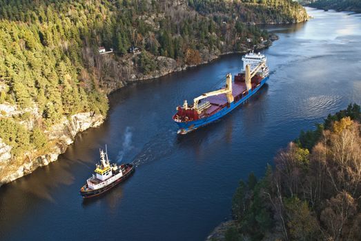 when it comes so large ships as bbc europe in ringdalsfjord they must have towing assistance to get out to the open sea and then comes little tug herbert of benefit