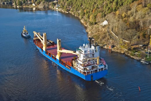 when it comes so large ships as bbc europe in ringdalsfjord they must have towing assistance to get out to the open sea and then comes little tug herbert of benefit