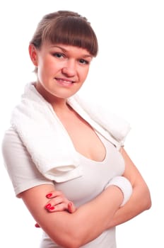 Portrait of young woman resting after sport