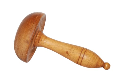 Antique wooden darning mushroom, isolated on a white background