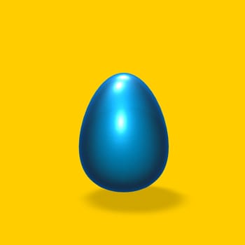 blue easter egg on yellow background - 3d illustration