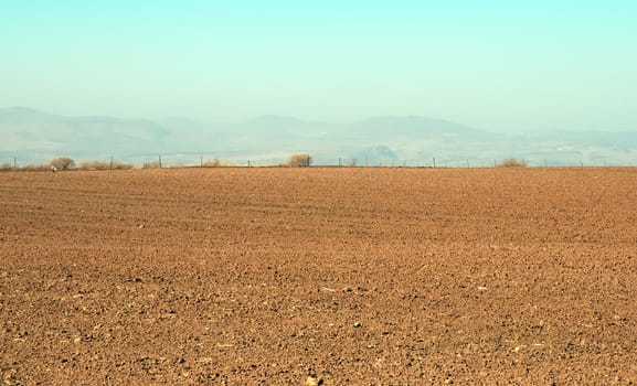 Agriculture fields . Landscape Of North Galilee In Early winter, Israel.