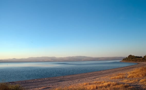Sea of Galilee .Landscape Of North Galilee In Early winter, Israel.