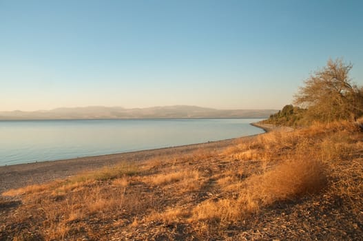 Sea of Galilee .Landscape Of North Galilee In Early winter, Israel.