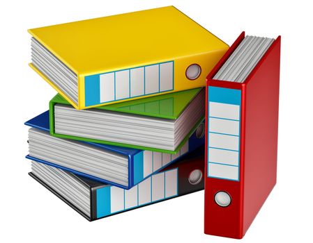 red, yellow, blue, green and black folders stores important documents on abstract background