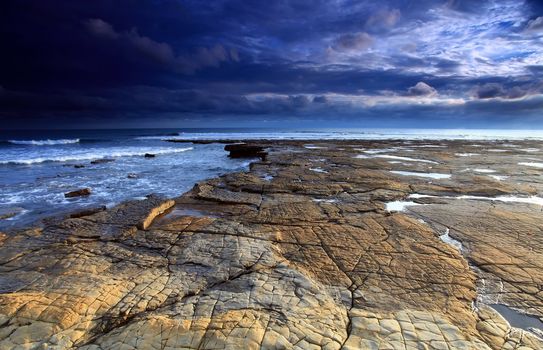 Sunlight at Kimmeridge Bay on the southern british coast line in Dorset