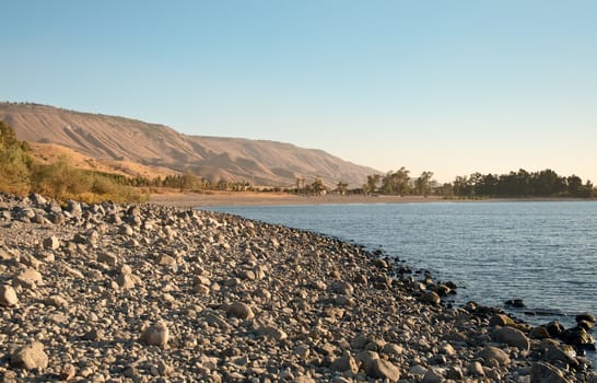 Sea of Galilee .Landscape Of North Galilee In Early winter, Israel.