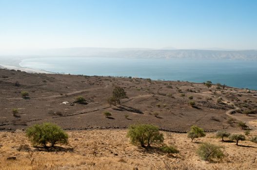 Sea of Galilee .Landscape Of North Galilee In Early winter, Israel.