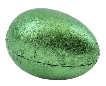 Green easter egg isolated on white background