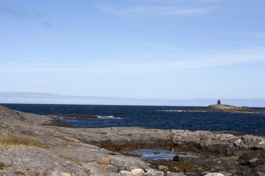 View of the dangerous coastal area Hustadvika on the Norwegian coast