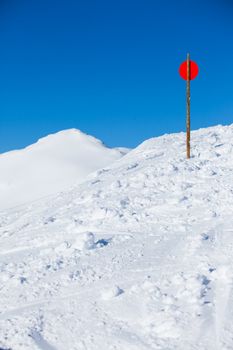 Traces left in powder snow by skiers, boarders.