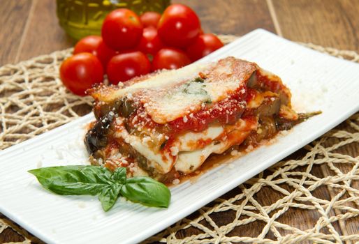 parmigiana eggplant with fresh ingredient 