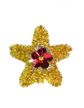 Shiny star Christmas accessories isolated on white