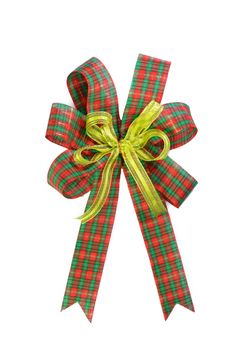 Red and green Christmas gift plaid bow