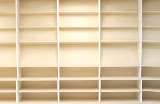 Blank wooden bookshelf