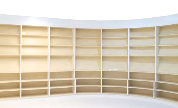 Blank wooden bookshelf