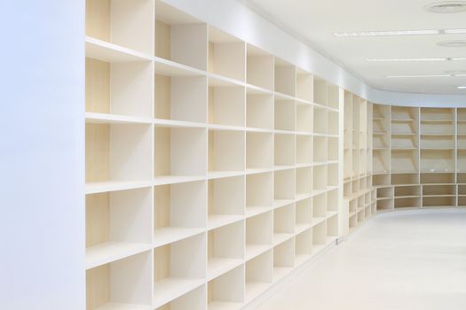 Blank wooden bookshelf