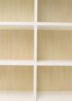 Blank wooden bookshelf