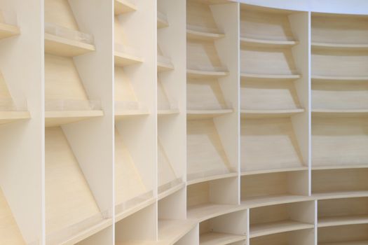 Blank wooden bookshelf