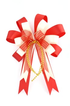 Christmas red gift bow decoration isolated on white