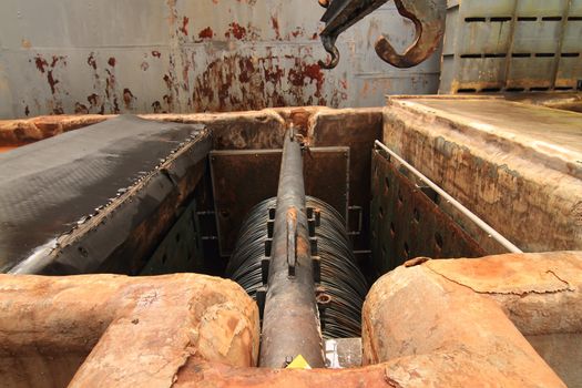 Large spools of Steel Coils being moved.