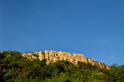 Rock by cliff on clear sky  in Thailand