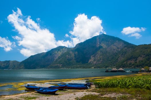 Landscape of Batur volcano and lake Batur. Bali island, Indonesia