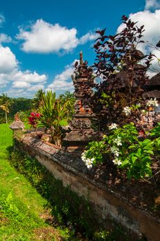 Rice terrace and small temple at background, Bali, Indonesia