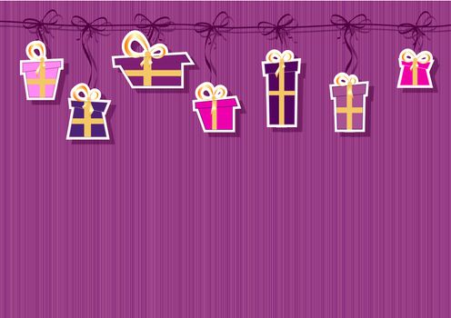 Greeting card with gifts and place for text on the various holidays