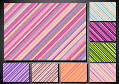 set of retro backgrounds in color stripes