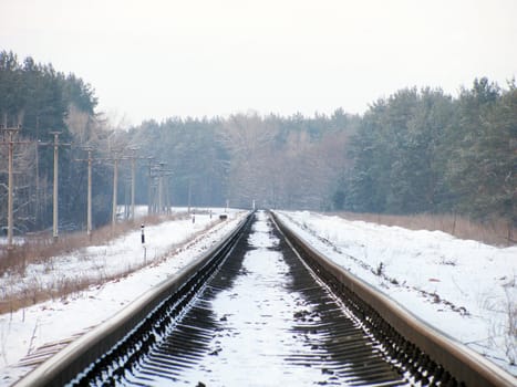 view on railway at winter
