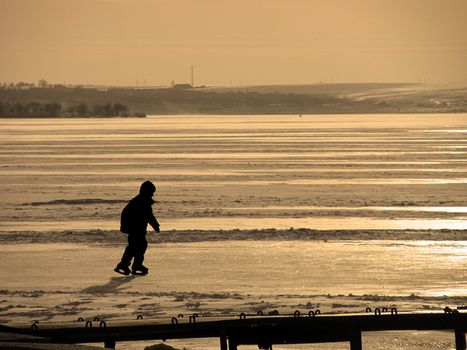 child skating on river