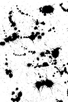 Black drop ink splatter. Gloss brush paint spot, grunge blot, art blob, oil, abstract droplet. Splat, liquid illustration.