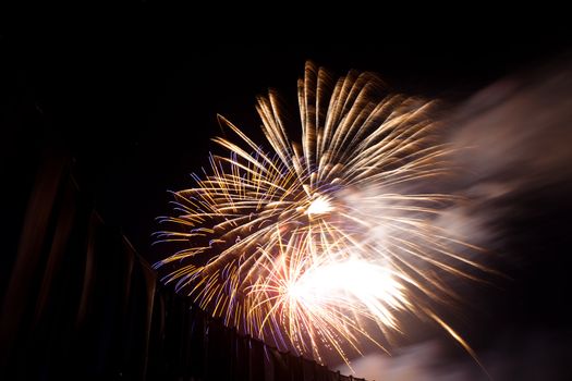 Fireworks Finale of Celebrate America patriotic festival at Shoreline Amphitheatre in Mountain View