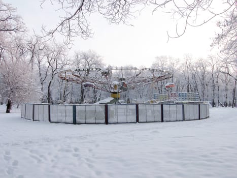 attraction in park at winter