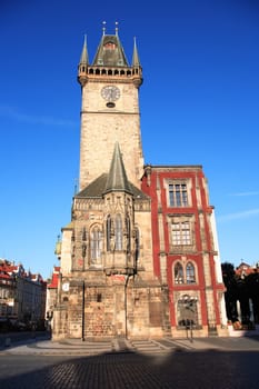 Overview of Prague Town Hall at dawn, Czech Republic