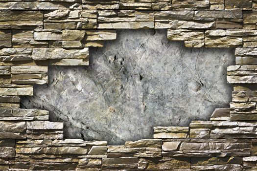 stone wall with a large hole in the middle of a grunge style