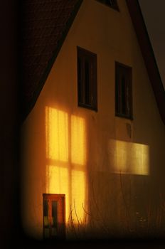 house with light beam