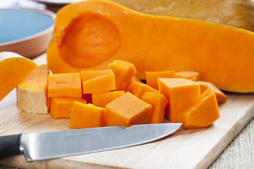 Butternut squash, cut into cubes and ready for cooking