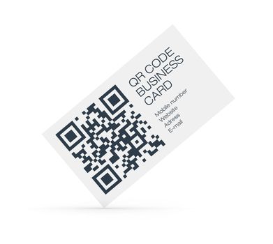 Business card with QR code data information. Isolated on white.