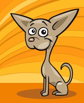 Cartoon Illustration of Funny Purebred Chihuahua Dog against Yellow Background