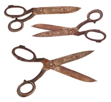old rusty scissors isolated