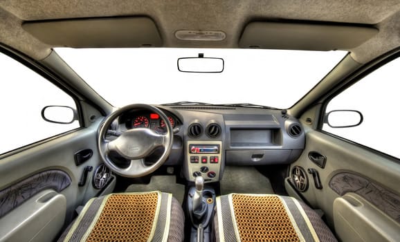 wide car interior with isolated windows for montage