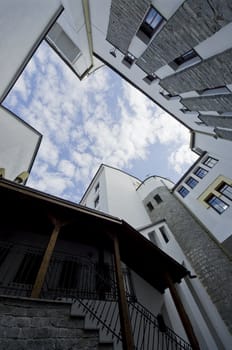 building interior with view to the sky