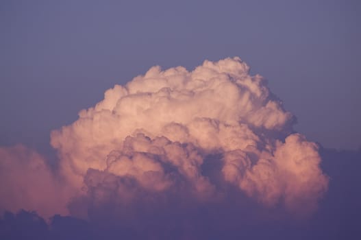 big red cloud at sunset, view from above