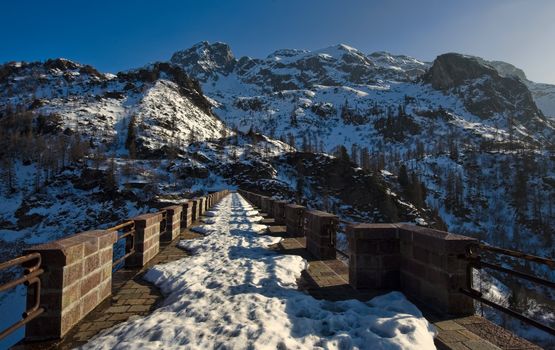 concrete street in Alps mountains, Italy