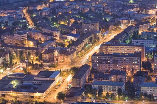 Piatra Neamt city at night, Romania